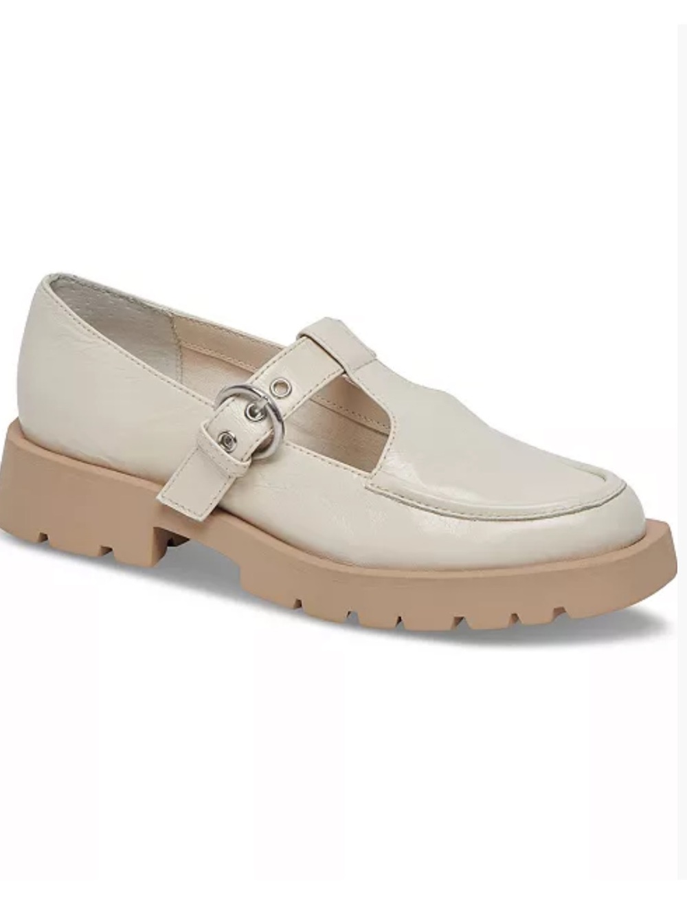 Sam Edelman Cream Mary Jane Loafers with Tan Lug Sole